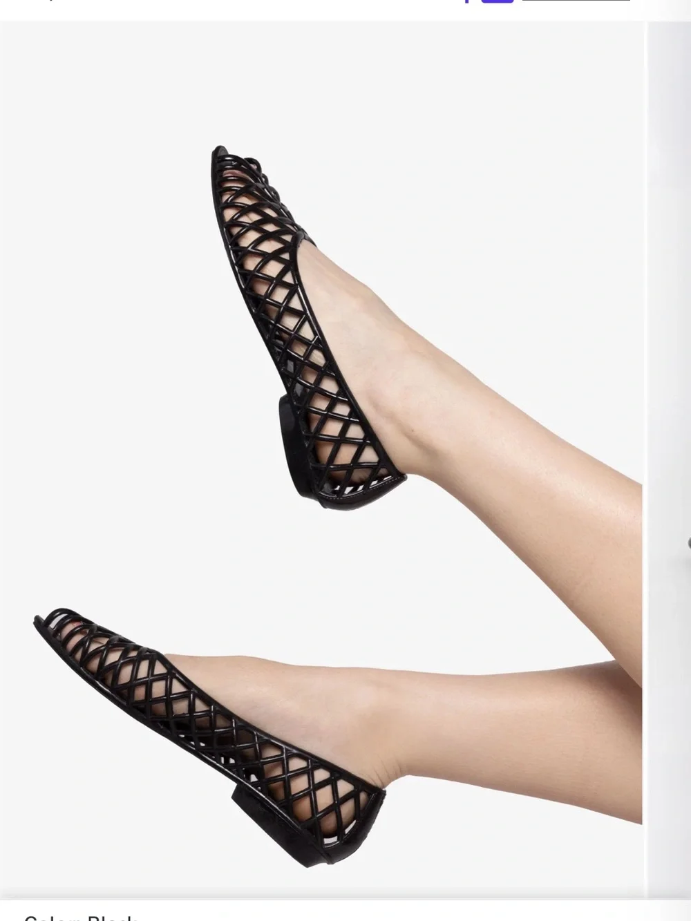 Los Angeles Apparel Black Lattice Ballet Flats